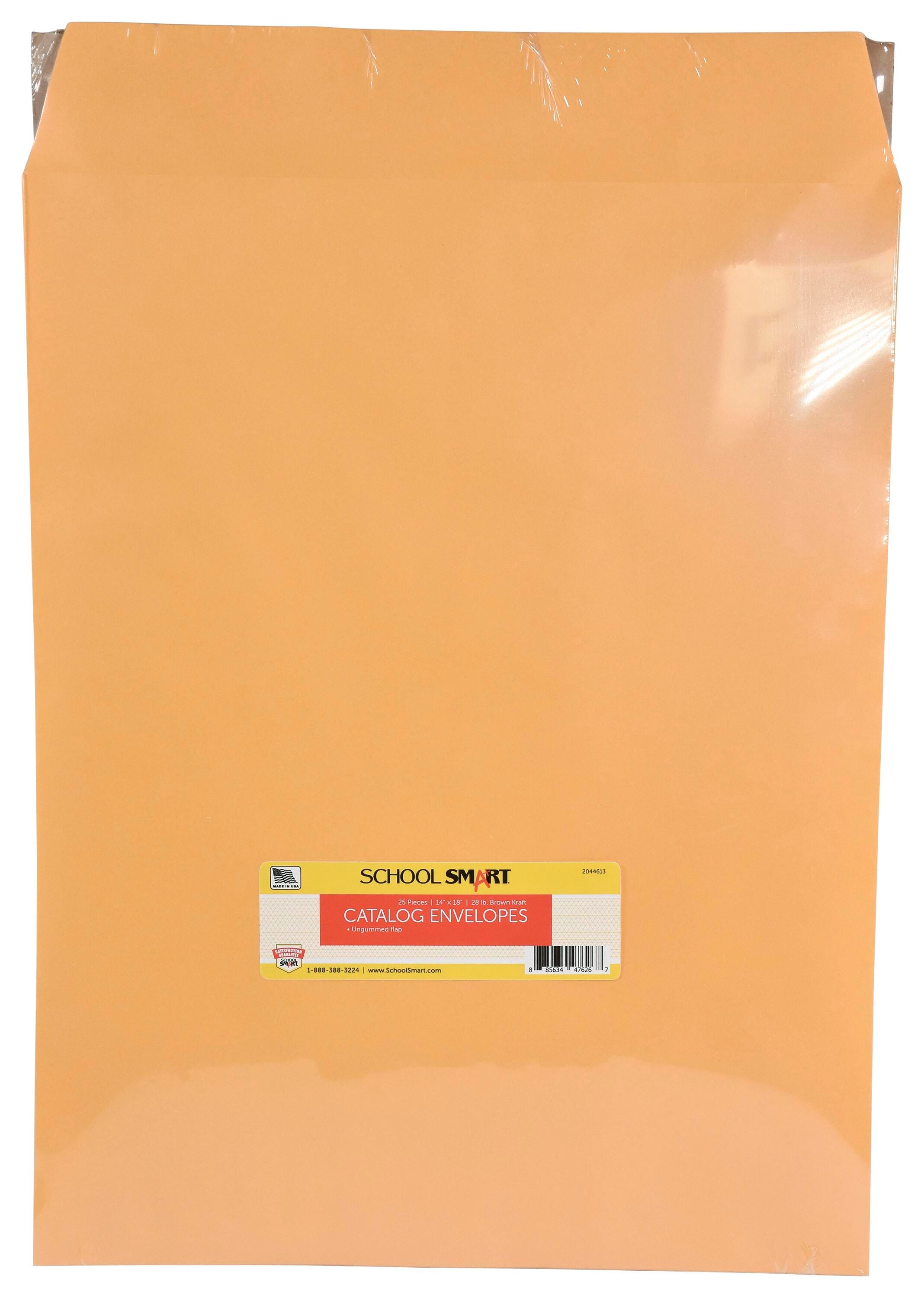 School Smart Catalog Envelopes with Ungummed Flaps, 14 x 18 Inches, Kraft Brown, Pack of 25 2044613